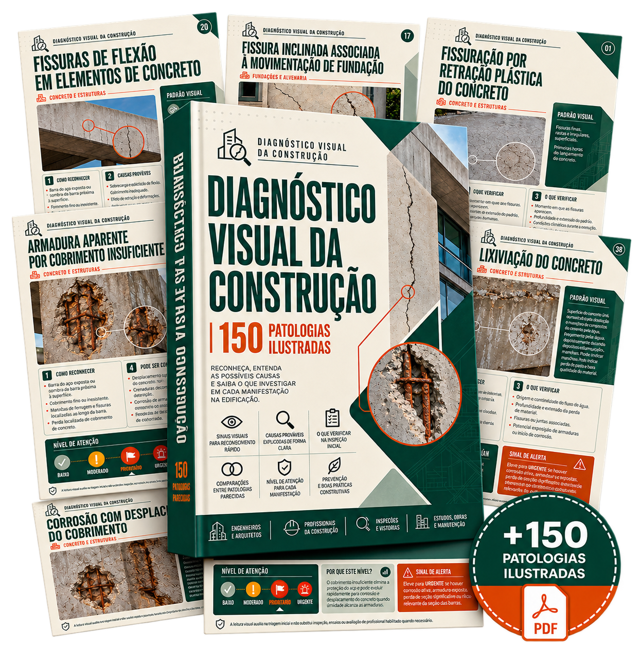 Mockup do Diagnóstico Visual da Construção — 150 Patologias Ilustradas